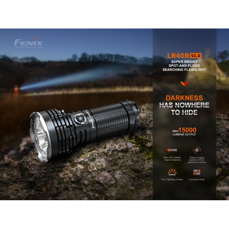 Fenix LR40RV20 - LED Акумулаторно фенерче LED/USB IP68 15000 lm 177 ч.