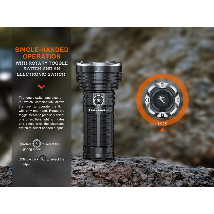 Fenix LR40RV20 - LED Акумулаторно фенерче LED/USB IP68 15000 lm 177 ч.