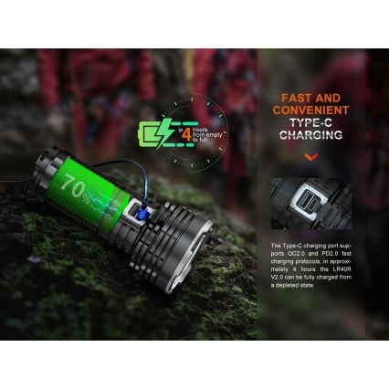 Fenix LR40RV20 - LED Акумулаторно фенерче LED/USB IP68 15000 lm 177 ч.