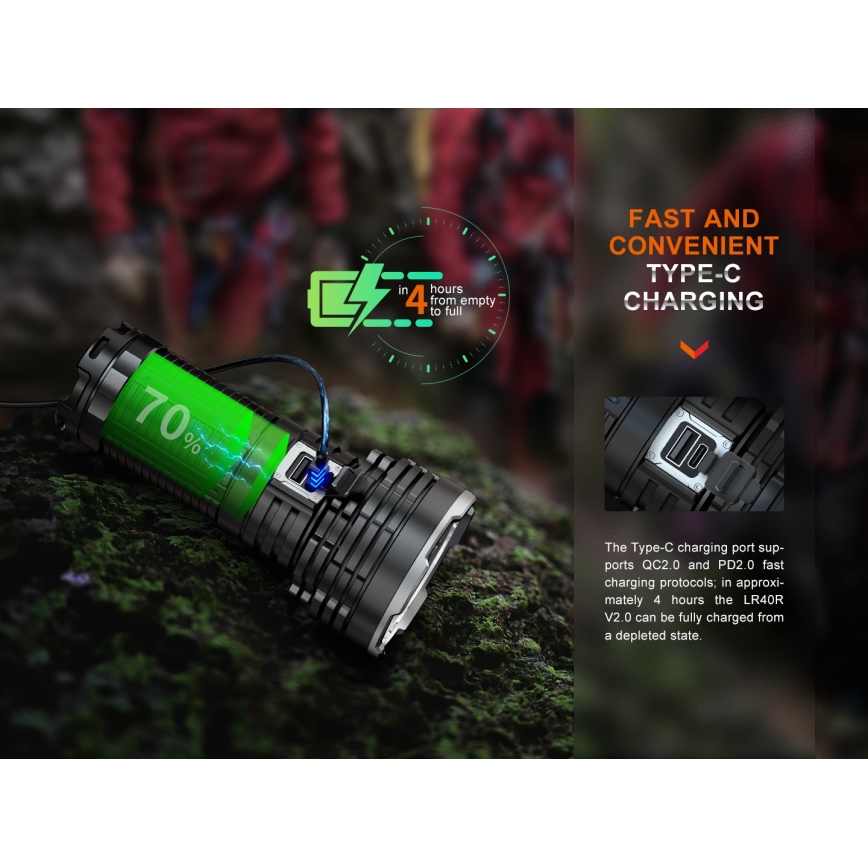 Fenix LR40RV20 - LED Акумулаторно фенерче LED/USB IP68 15000 lm 177 ч.