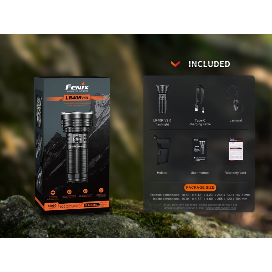 Fenix LR40RV20 - LED Акумулаторно фенерче LED/USB IP68 15000 lm 177 ч.