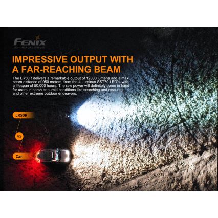 Fenix LR50R - LED Акумулаторно фенерче 4xLED/USB IP68 12000 lm 58 ч