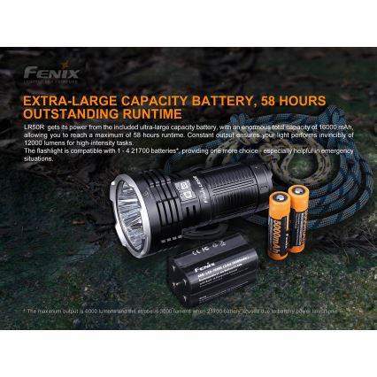 Fenix LR50R - LED Акумулаторно фенерче 4xLED/USB IP68 12000 lm 58 ч