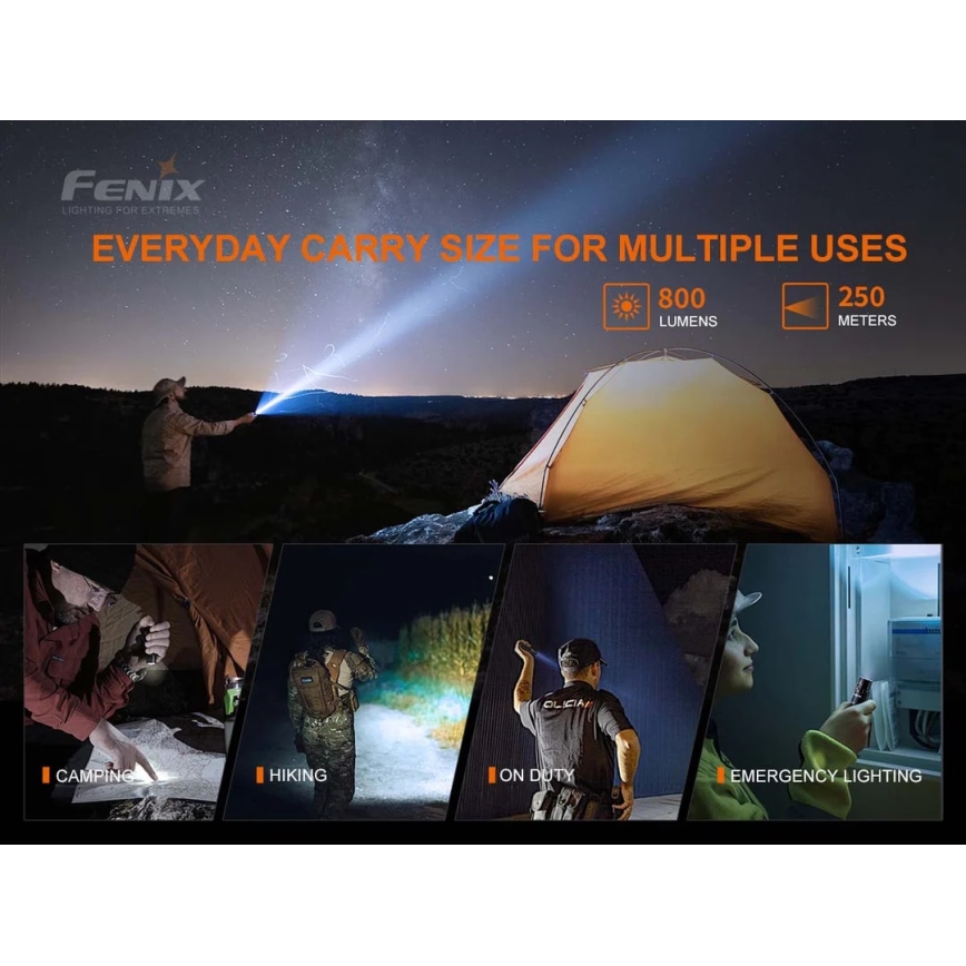 Fenix PD25R - LED Акумулаторно фенерче LED/USB/1xCR123A IP68 800 lm 70 h 700 mAh