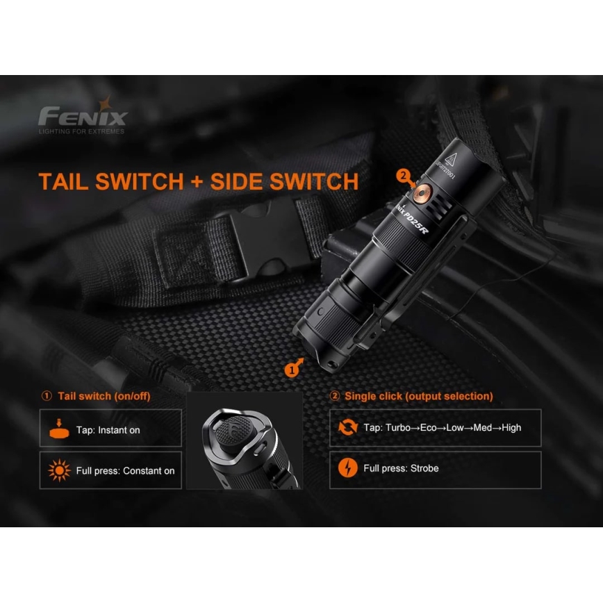 Fenix PD25R - LED Акумулаторно фенерче LED/USB/1xCR123A IP68 800 lm 70 h 700 mAh