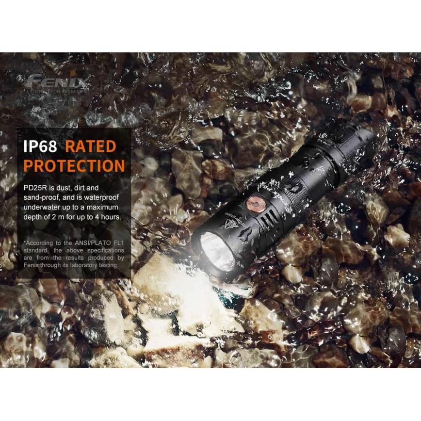 Fenix PD25R - LED Акумулаторно фенерче LED/USB/1xCR123A IP68 800 lm 70 h 700 mAh