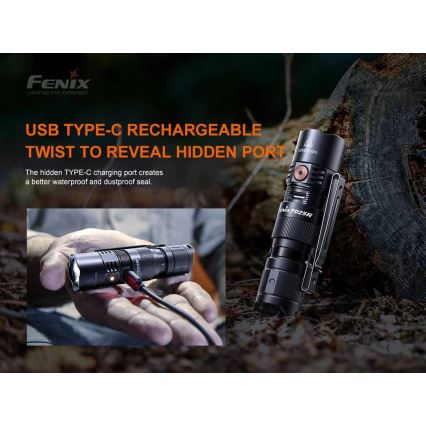 Fenix PD25R - LED Акумулаторно фенерче LED/USB/1xCR123A IP68 800 lm 70 h 700 mAh