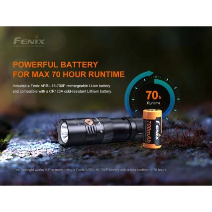 Fenix PD25R - LED Акумулаторно фенерче LED/USB/1xCR123A IP68 800 lm 70 h 700 mAh