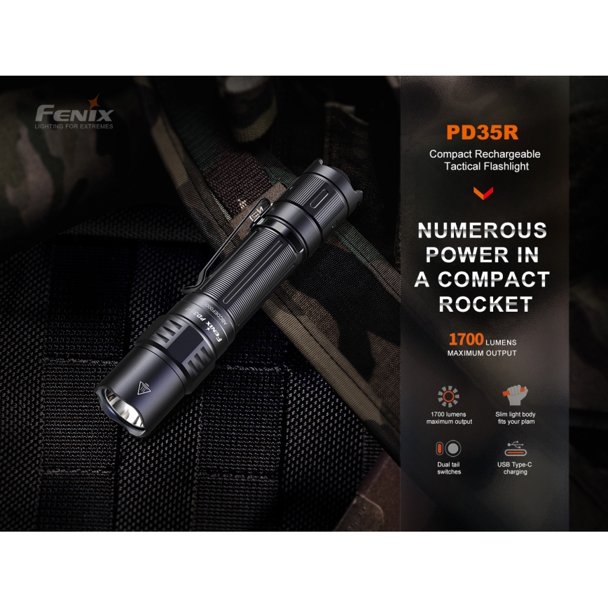 Fenix PD35R - LED Акумулаторно фенерче LED/USB IP68 1700 lm 100 ч.