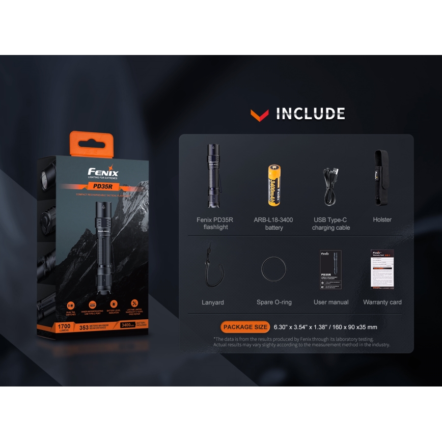 Fenix PD35R - LED Акумулаторно фенерче LED/USB IP68 1700 lm 100 ч.