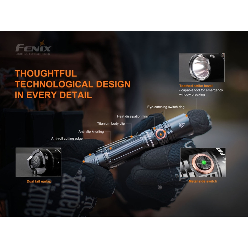 Fenix PD35V30 - LED акумулаторен фенер LED/USB/2xCR123A IP68 1700 лумена 230 ч 2600 mAh