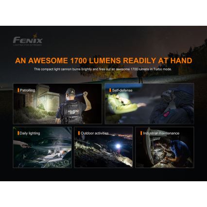 Fenix PD35V30 - LED акумулаторен фенер LED/USB/2xCR123A IP68 1700 лумена 230 ч 2600 mAh