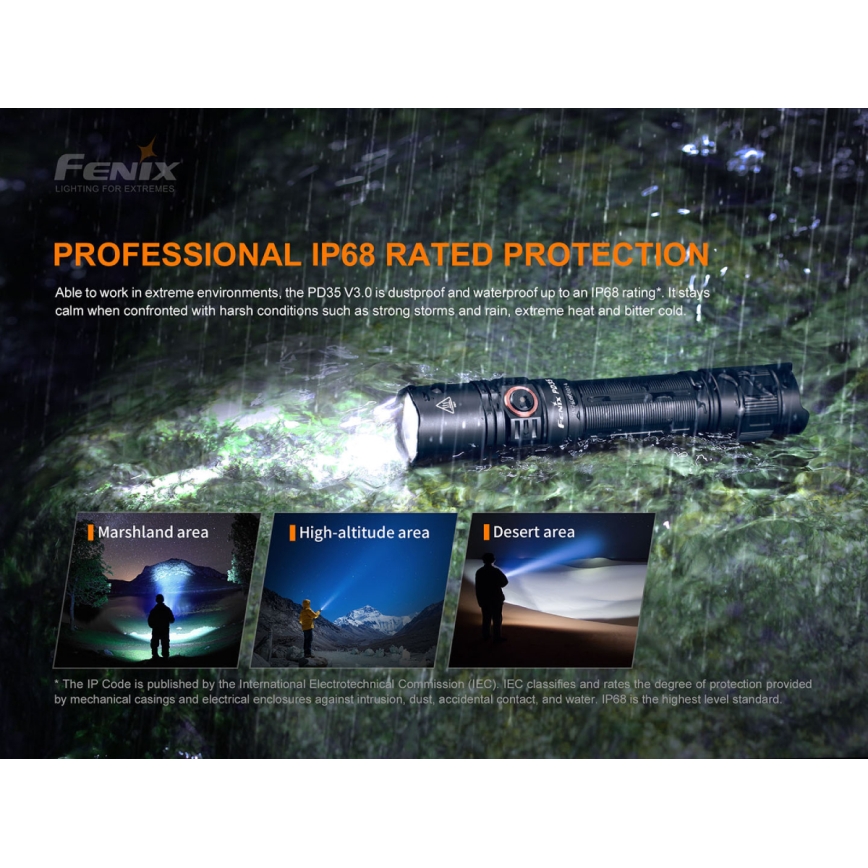 Fenix PD35V30 - LED Акумулаторно фенерче LED/USB/2xCR123A IP68 1700 лъскав 230 h 2600 mAh