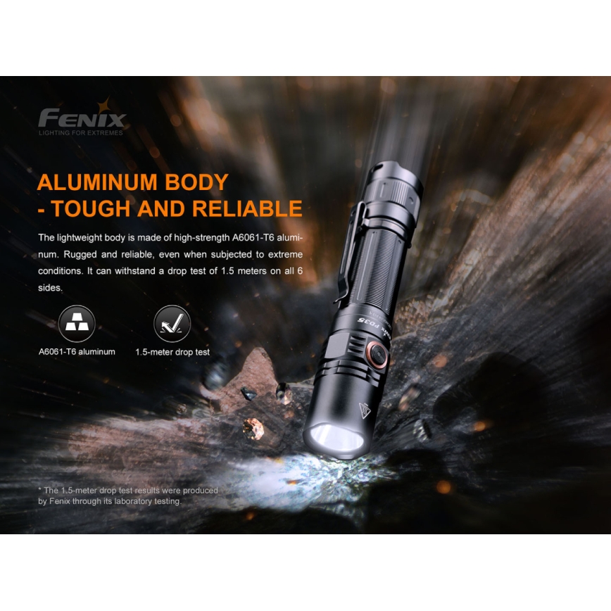 Fenix PD35V30 - LED Акумулаторно фенерче LED/USB/2xCR123A IP68 1700 лъскав 230 h 2600 mAh