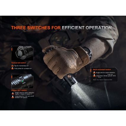Fenix PD36RACE - димиращ презареждаем LED/USB фенер, 5000 mAh, IP68, 3000 лм, 63,45 ч, черен