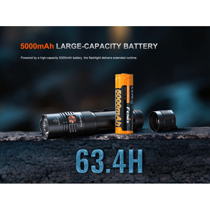 Fenix PD36RACE - димиращ презареждаем LED/USB фенер, 5000 mAh, IP68, 3000 лм, 63,45 ч, черен