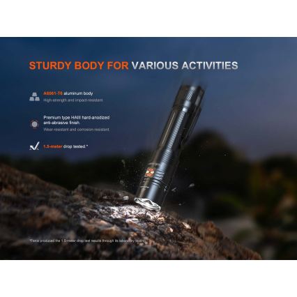 Fenix PD36RACE - димиращ презареждаем LED/USB фенер, 5000 mAh, IP68, 3000 лм, 63,45 ч, черен