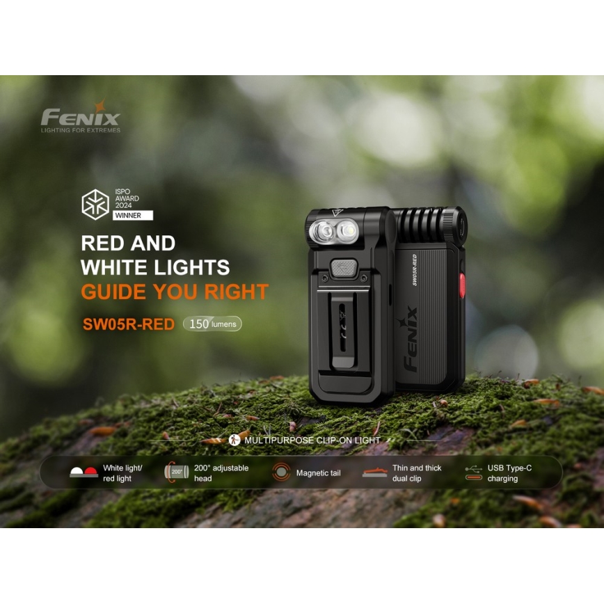 Fenix SW05RREDBLC - LED Димируем акумулаторен фенер LED/USB IPX6 150 lm 49 h черен