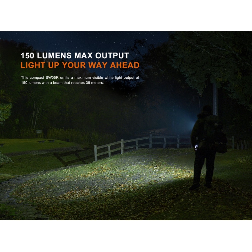 Fenix SW05RREDBLC - LED Димируем акумулаторен фенер LED/USB IPX6 150 lm 49 h черен