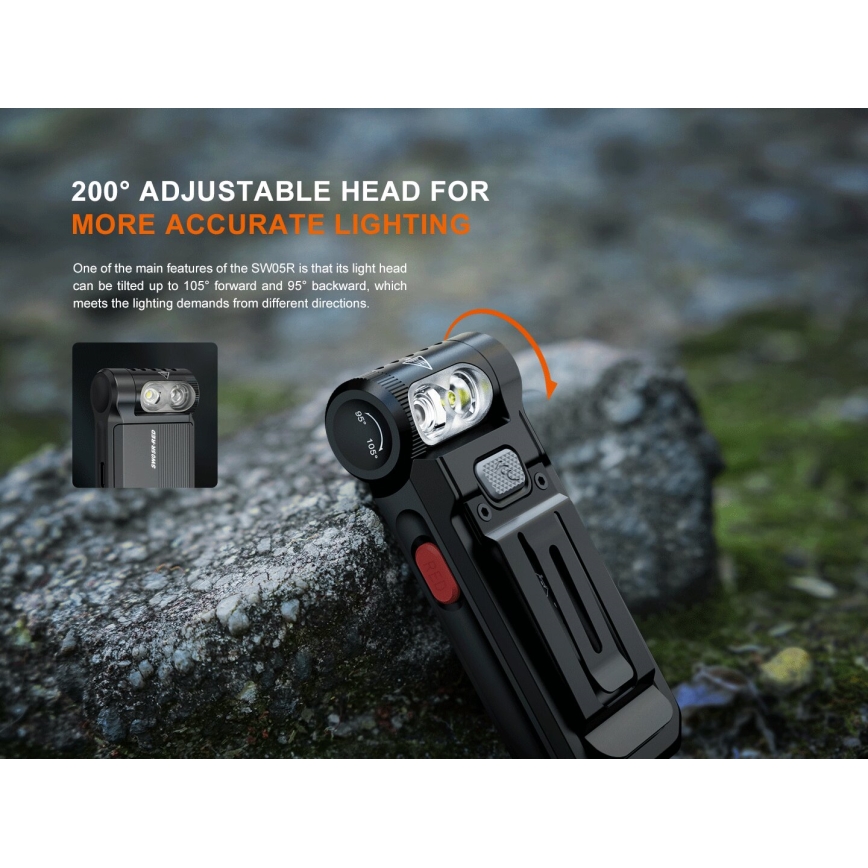 Fenix SW05RREDBLC - LED Димируем акумулаторен фенер LED/USB IPX6 150 lm 49 h черен