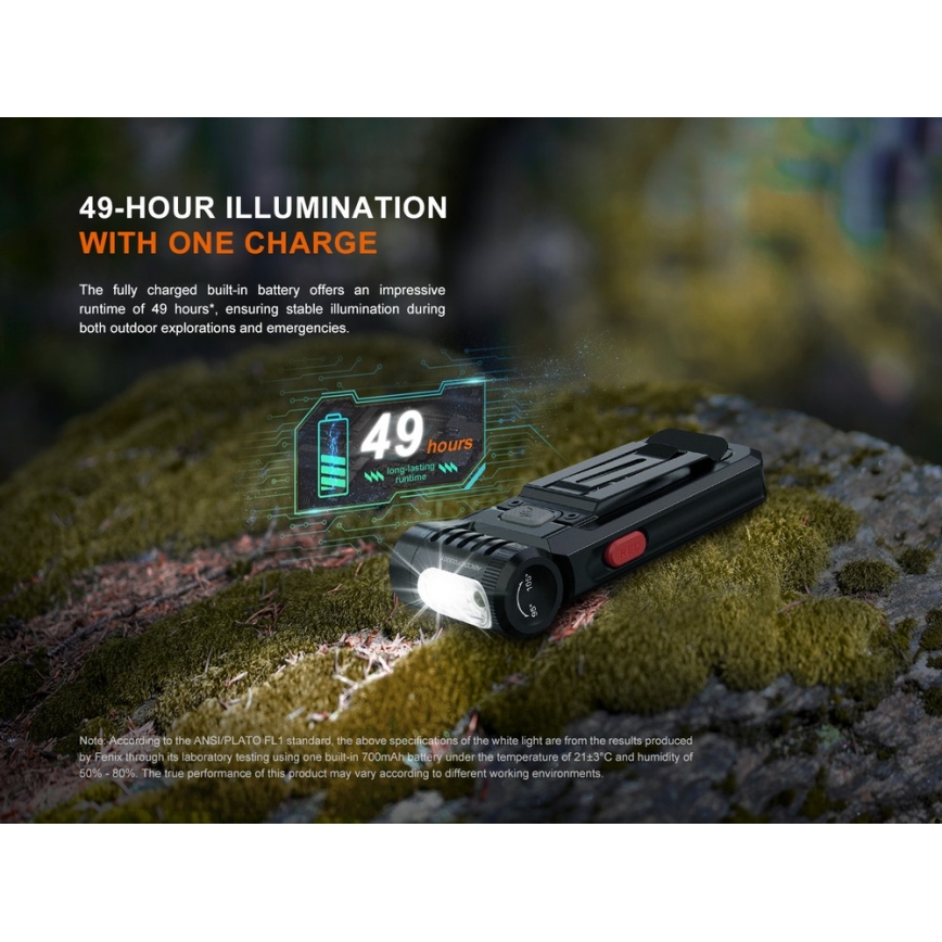 Fenix SW05RREDBLC - LED Димируем акумулаторен фенер LED/USB IPX6 150 lm 49 h черен