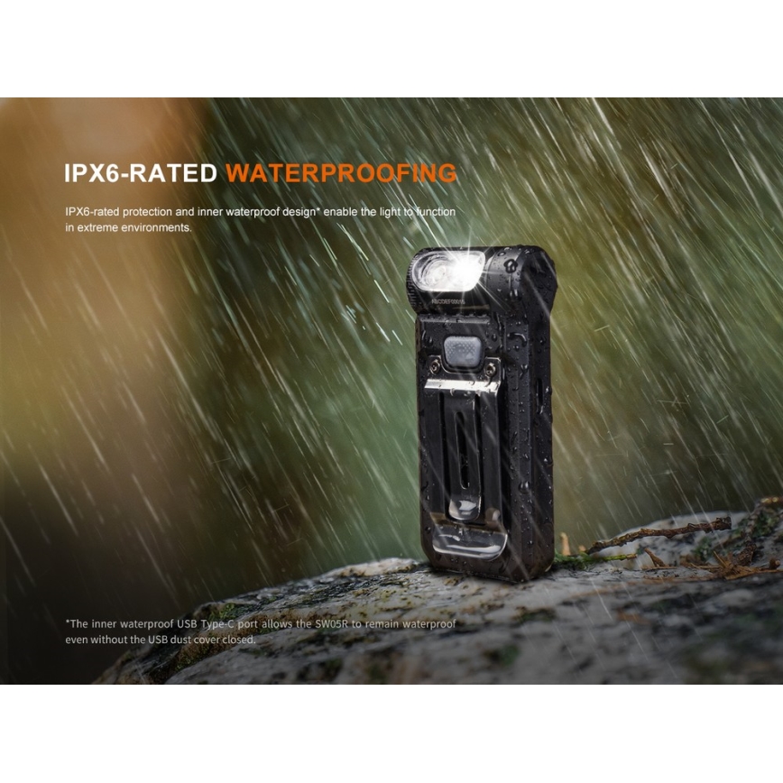 Fenix SW05RREDBLC - LED Димируем акумулаторен фенер LED/USB IPX6 150 lm 49 h черен
