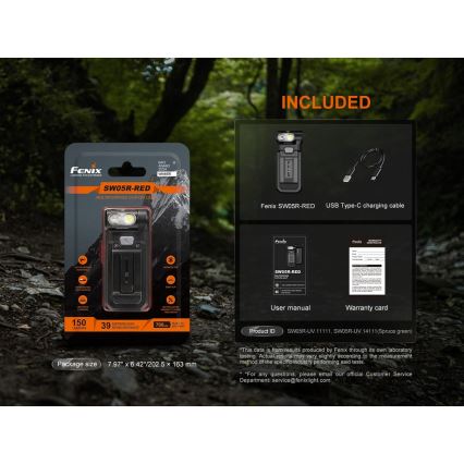 Fenix SW05RREDBLC - LED Димируем акумулаторен фенер LED/USB IPX6 150 lm 49 h черен