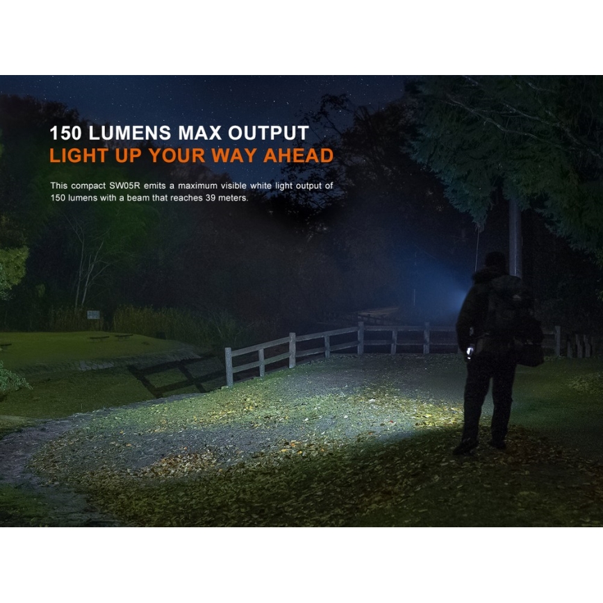 Fenix SW05RUVBLC - LED Димируем акумулаторен фенер LED/USB IPX6 150 lm 49 h 700 mAh черен