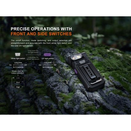Fenix SW05RUVBLC - LED Димируем акумулаторен фенер LED/USB IPX6 150 lm 49 h 700 mAh черен
