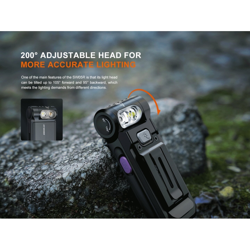Fenix SW05RUVBLC - LED Димируем акумулаторен фенер LED/USB IPX6 150 lm 49 h 700 mAh черен