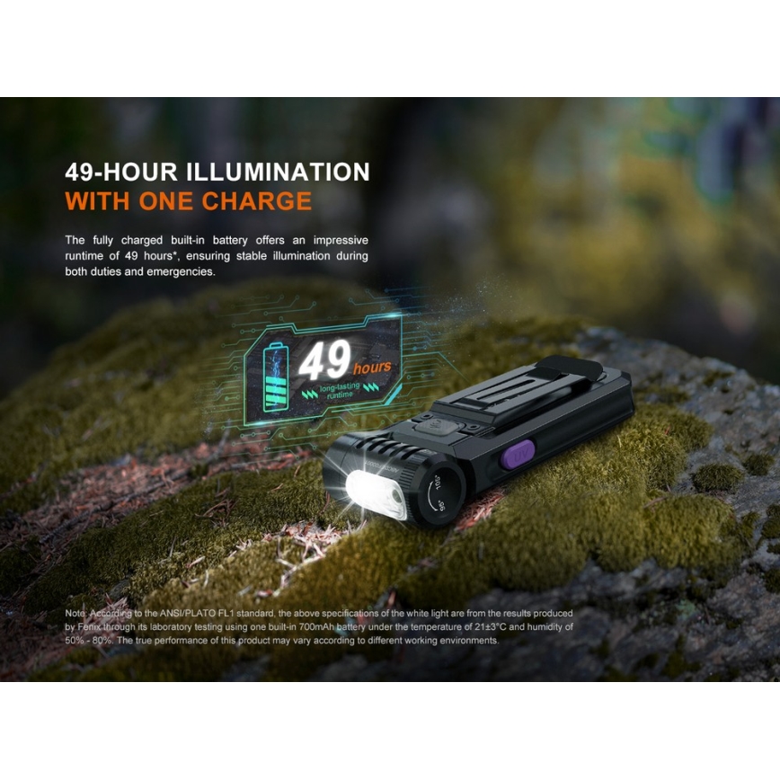 Fenix SW05RUVBLC - LED Димируем акумулаторен фенер LED/USB IPX6 150 lm 49 h 700 mAh черен