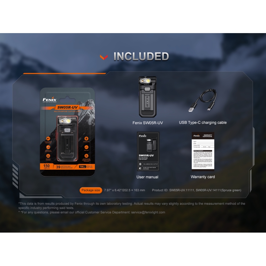 Fenix SW05RUVBLC - LED Димируем акумулаторен фенер LED/USB IPX6 150 lm 49 h 700 mAh черен