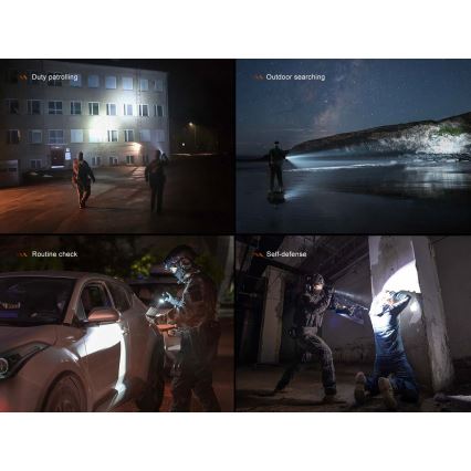 Fenix TK21RBLK - LED акумулаторен фенер с регулируема яркост и LED/USB зареждане, 6000 mAh, IP68, 3600 lm, 72,5 h, черен