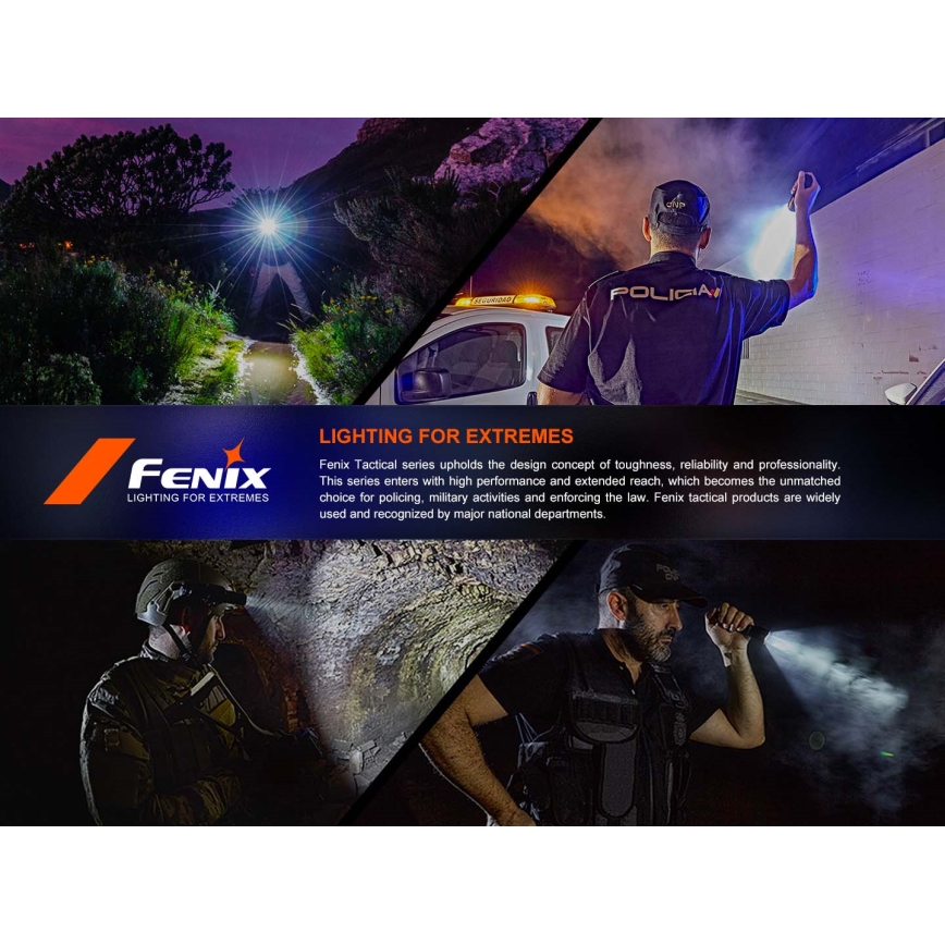 Fenix TK21RBLK - LED акумулаторен фенер с регулируема яркост и LED/USB зареждане, 6000 mAh, IP68, 3600 lm, 72,5 h, черен