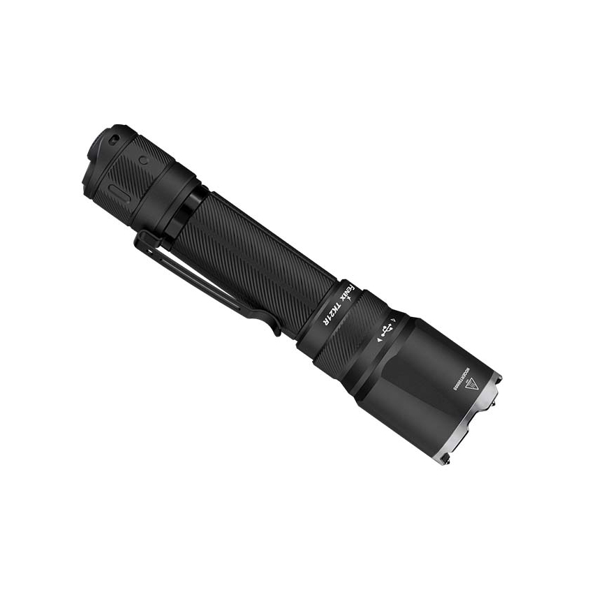Fenix TK21RBLK - LED акумулаторен фенер с регулируема яркост и LED/USB зареждане, 6000 mAh, IP68, 3600 lm, 72,5 h, черен
