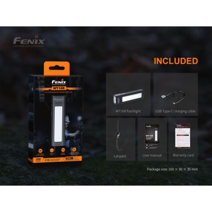 Fenix WT16R - LED Акумулаторно фенерче 2xLED/USB IP66 300 lm 30 ч