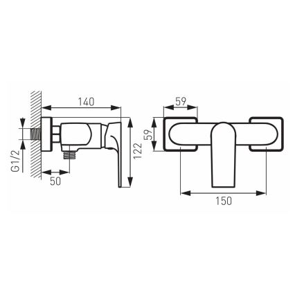 FERRO - Смесител за душ ALGEO SQUARE, лъскав хром