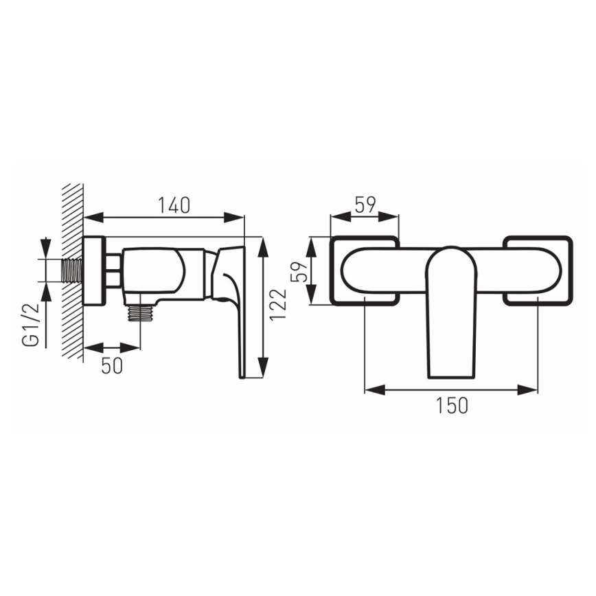 FERRO - Смесител за душ ALGEO SQUARE, лъскав хром