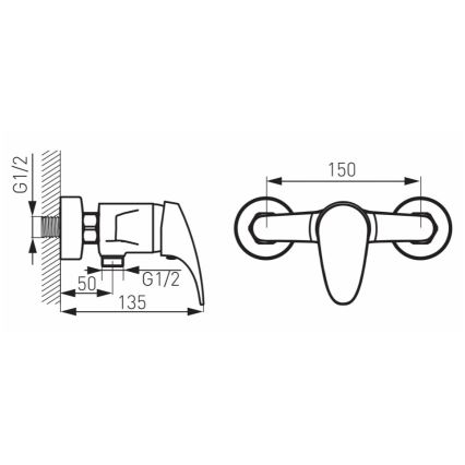 FERRO - Смесител за душ ONE, гланцов хром