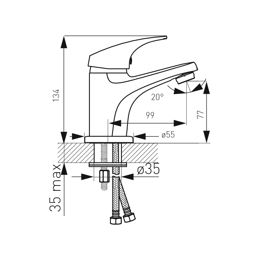 FERRO - Смесител за умивалник + изпускател ONE лъскав хром