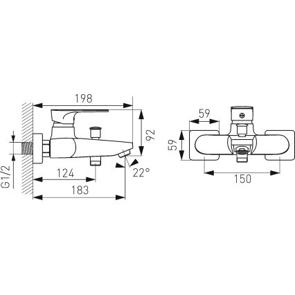 FERRO - Смесител за вана ALGEO SQUARE лъскав хром