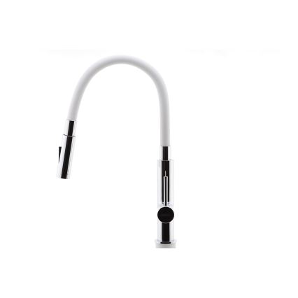 FERRO - Кран за мивка с гъвкаво рамо лъскав хром/бял
