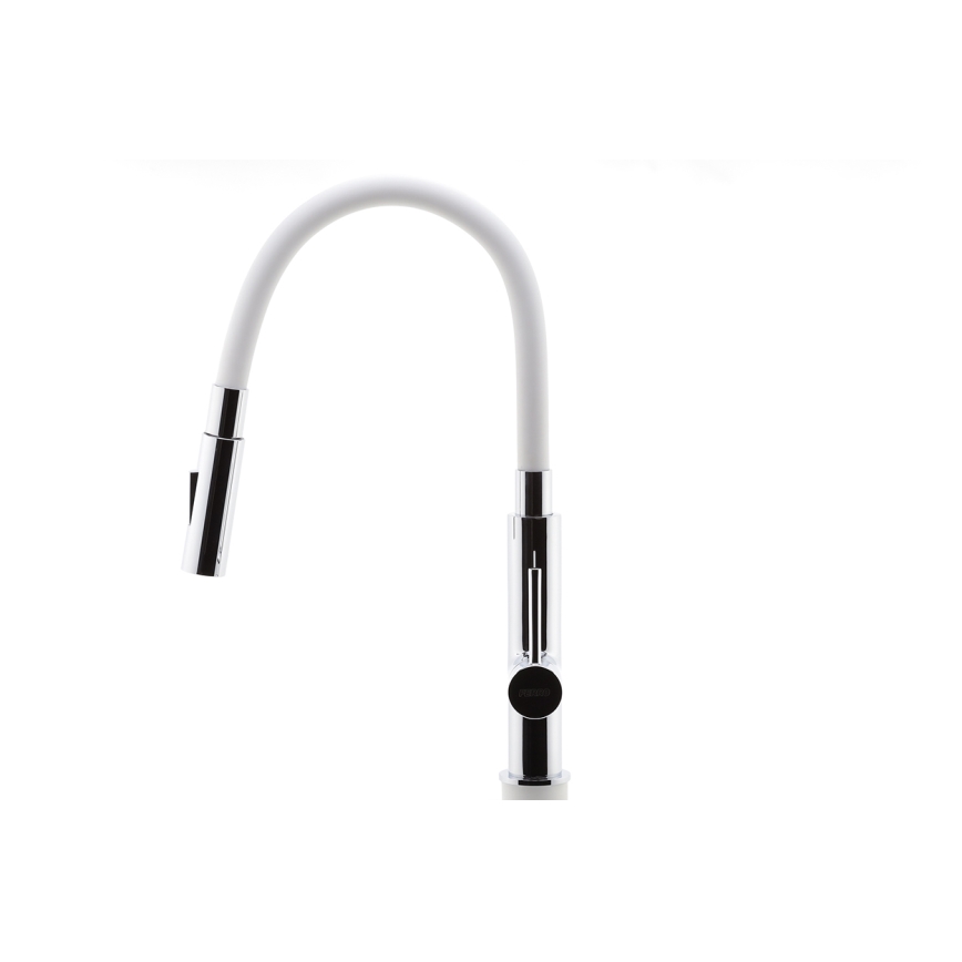 FERRO - Кран за мивка с гъвкаво рамо лъскав хром/бял