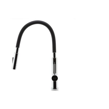 FERRO - Кран за мивка с гъвкаво рамо лъскав хром/черен