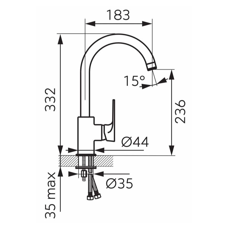 FERRO - Кухненски смесител ALGEO SQUARE лъскав хром