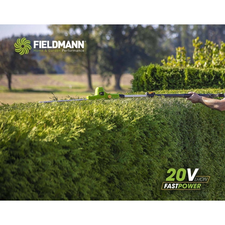 Fieldmann - Безкабелни телескопични ножици за жив плет 20V