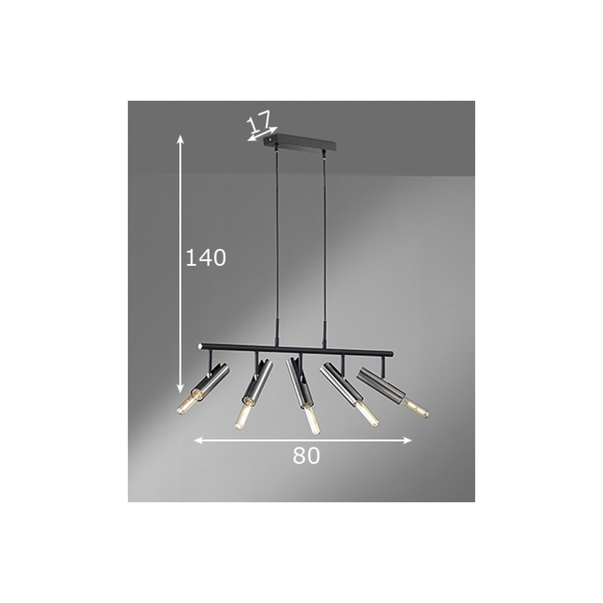 Fischer & Honsel 60369 - Висящ полилей DEAN 5xE27/25W/230V