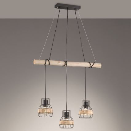 Fischer & Honsel 60798 - Висящ полилей STRAW 3xE27/40W/230V