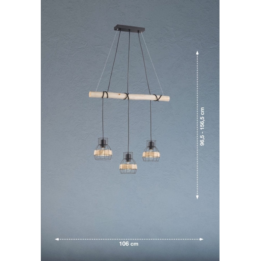Fischer & Honsel 60798 - Висящ полилей STRAW 3xE27/40W/230V