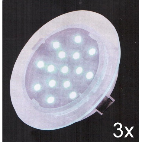 Fulgur 21072 - К-кт 3бр. LED лунички за баня ELESPOT 1xLED/0,7W/230V IP44